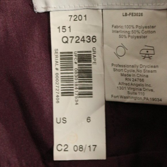 ALFRED ANGELO Grape Sleeveless One-Shoulder Dress Size 6 US - Picture 2 of 10